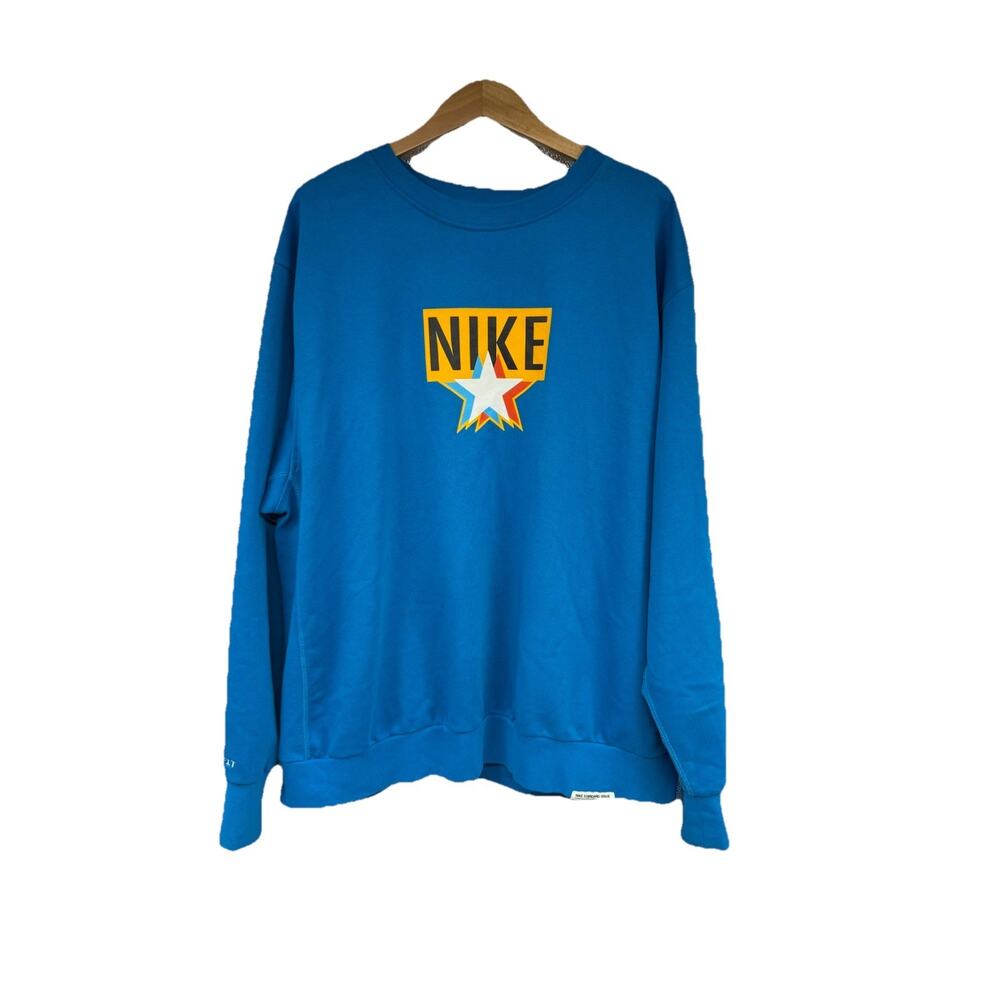 NIKE Standard Issue Men's Crew Sweatshirt Imperial Blue Basketball Stars XL